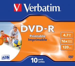DVD-R Verbatim 4.7GB 16x wide inkjet printabil ID brand carcasa 10 bucati