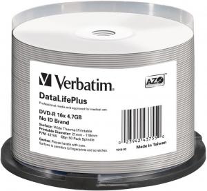 DVD-R Verbatim 4.7GB 16x DataLifePlus wide thermal professional no ID brand spindle 50 bucati