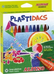 Creioane cerate din plastic, cutie carton, 12 culori/cutie, ALPINO PlasiDacs