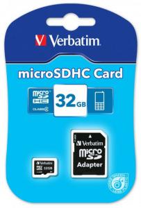 Card microSDHC Verbatim 32GB Clasa 4 cu adaptor SD