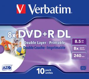 DVDplusR DL Verbatim 8.5GB 8x inkjet printabil carcasa 10 bucati