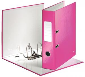 Biblioraft roz A4 plastifiat exterior PP margine metalica, 75 mm Optima Basic