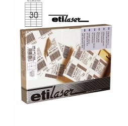 Etichete autoadezive 30/A4, 70 x 29,7 mm, 200 coli/top, ETILASER - albe