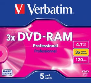 DVD-RAM Verbatim 4.7GB 3x cartus T2 5 bucati