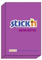 Notes autoadeziv 76 x 51 mm, 100 file, Stick&quot;n - mov neon