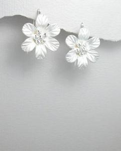 Cercei Argint White Flower