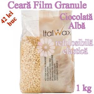Ceara FILM granule Ciocolata Alba 1kg elastica, refolosibila - ItalWax