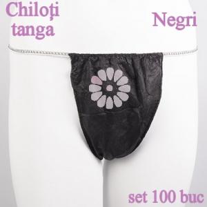 Chiloti femei TANGA unica folosinta, set 100 buc - NEGRI