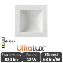 Downlight Led Patrat Lumina Indirecta 12W 4200K ( Alb-Neutru )