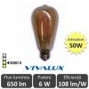 Bec led vintage vivalux 6w 650lm e27 dv64