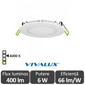 Vivalux Panou ESTE LED Rotund 6W CL/W 4000K Alb sau Negru