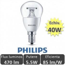 Bec LED Philips - LEDluster 5.5W E14 230V P45 CL alb-cald