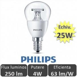 Bec LED Philips - LEDluster 4W E14 230V P45 CL alb-cald