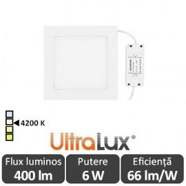 Ultralux Panou Led 6W Alb-Neutru LPSB105642