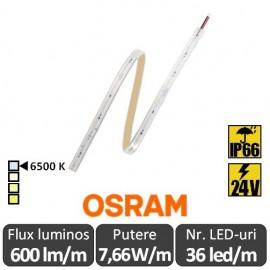 Banda LED flexibila - Osram VFP600 865 7,66W/m 24V rola 6m alb-rece