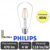 Bec LED Philips - Classic Filament LED 4W ST64 E27 827 alb-cald