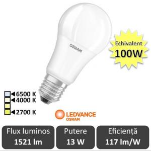 Bec LED Osram Ledvance - bulb CLA 13W A60 E27 alb-cald/alb-neutru sau rece