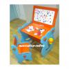 Birou copii cu scaunel si tabla de scris bleu-portocaliu