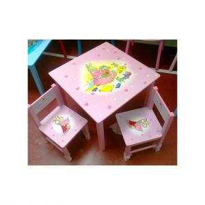 Masuta copii cu 2 scaune Iepuras roz