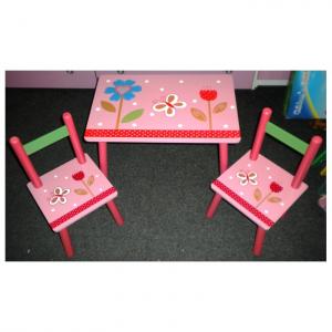 Masuta copii cu 2 scaune Floricele Roz