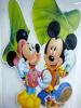 Sticker mediu Mickey si Minnie sub frunza