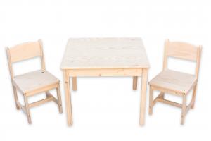 Masa din lemn masiv cu 2 scaune copii natur
