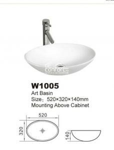 Lavoar baie oval ceramica alba montare blat Vektor 52x32cm