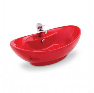 Lavoar baie rosu aplicat blat Gondola Dekor design oval