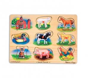 Melissa&Doug - Puzzle lemn cu sunete Animale de la Ferma MD0268