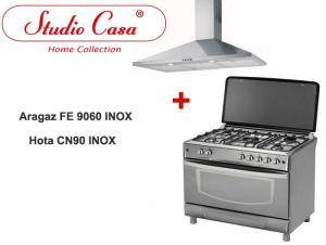 Pachet Promotional STUDIO CASA Aragaz  FE 9060 INOX + Hota CN90 INOX