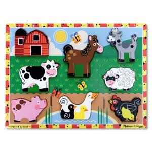 Melissa & Doug - Puzzle lemn in relief Animale de ferma MD3723