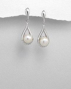 Cercei argint cu perle si zirconiu 25-382-1010