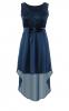 Rochie din satin cu trena R371 bleumarin