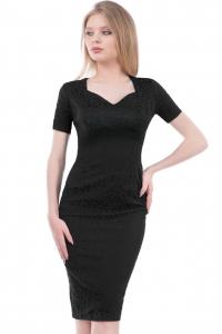 Rochie Vicky - jacard negru - maneca scurta