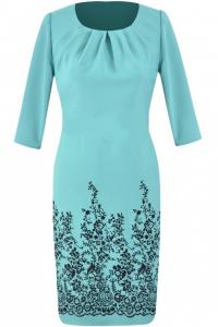 Rochie Loretta cu pliuri, masuri 52-56 - turquoise