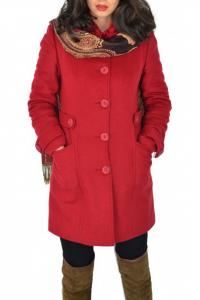 Palton din lana captusit rosu pa023.01