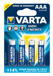 Baterii R3 Varta High Energy Alkaline, AAA, 1,5 V, set 4