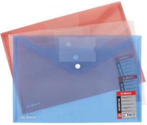 Mapa plic A4 din plastic transparent albastru deschis, cu capsa