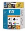 SA308AE No. 45 + 78 Set de doua cartuse inkjet ORIGINALE black + color