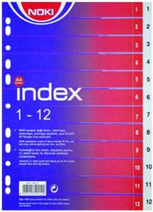 Index plastic numeric 1 12