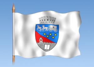 Drapel cu insemnul heraldic al localitatii sau al primariei
