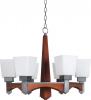 Candelabru KL2595 Arcada 6 Klausen/Primanova 6x60W E27 metal negru, lemn finisaj cires sticla alba