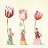 Servetel decorativ "ladies and tulips"