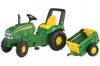 Tractor cu pedale si remorca copii rolly toys 035762 verde