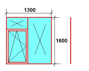 LATERALA BALCON, PVC 4 CAMERE, ALB, L=1.3M, H=1.6M, 1 PANOU FIX +1 FEREASTRA OSCILOBATANTA