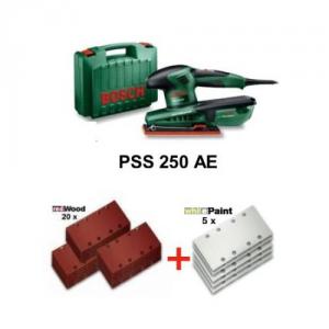 Pachet promotional Bosch PSS 250 AE, plus 25 foi slefuire si geanta de plastic-0603340209