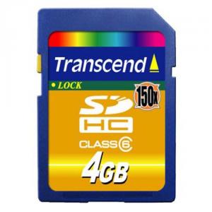 Transcend Secure Digital HC, 4GB, Clasa 6, 150x-TS4GSDHC150