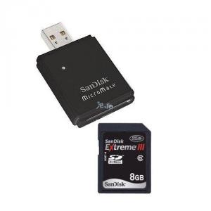 SanDisk SD HC Extreme III, 8GB + MicroMate Reader-SDSDRX3-8192