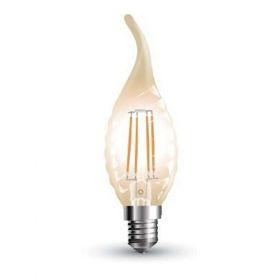 Bec LED - 4W Filament  E14 Candle Tail Amber Cover 2700K