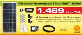 Kit (sistem) solar fotovoltaic ITechSol&reg; 150W pentru iluminat 12V (fara acumulator)